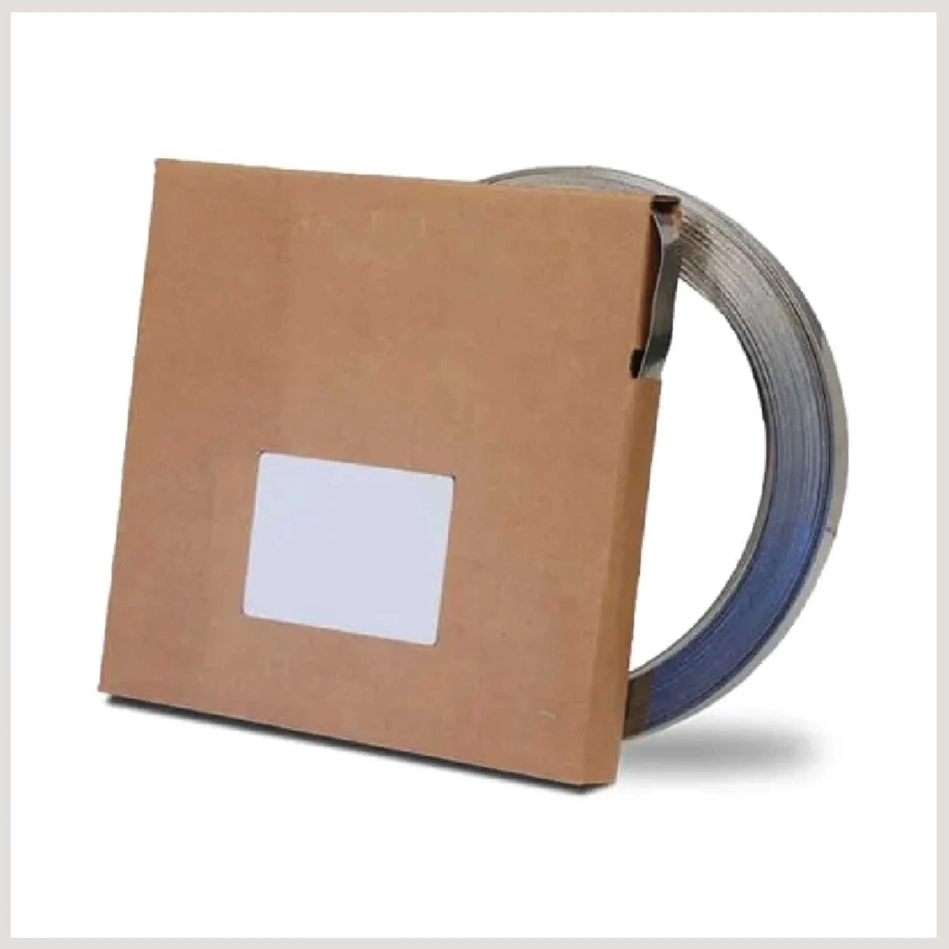 strapping leaning against a cardboard box