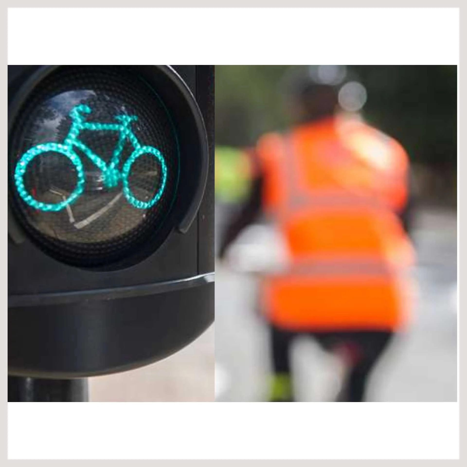 A traffic light displaying a bicycle symbol, indicating a designated lane for cyclists.
