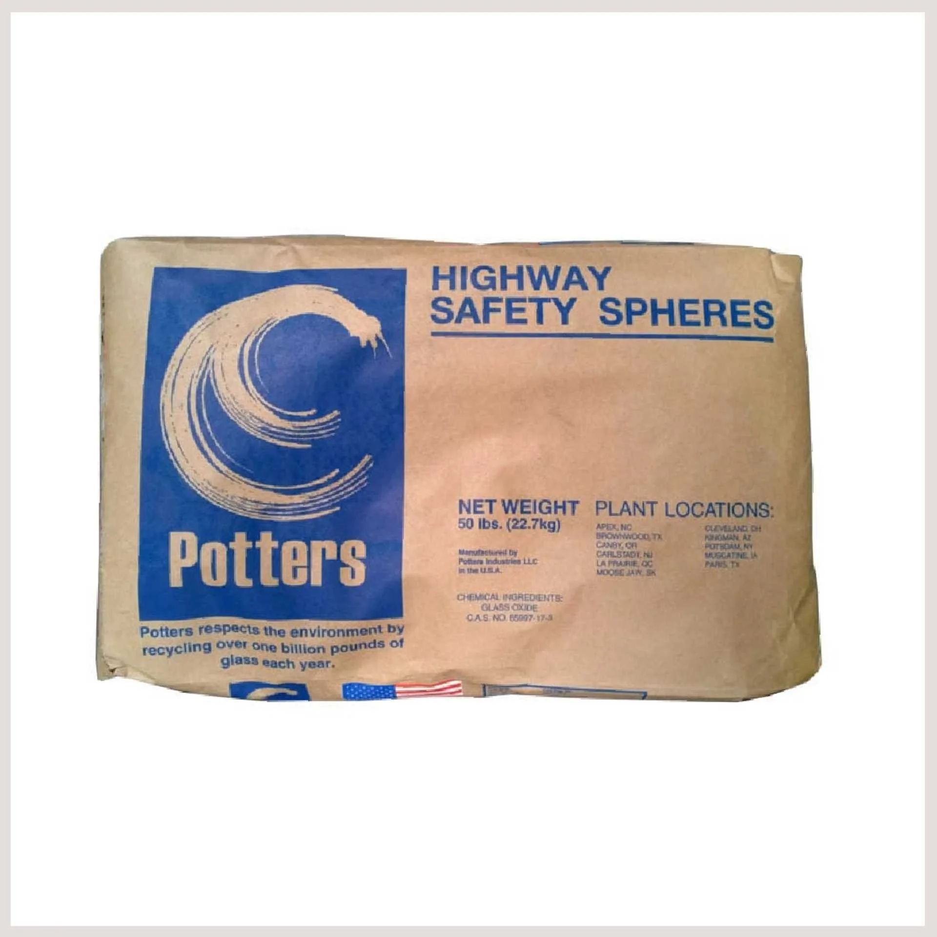 paper bag that holds the glass beads