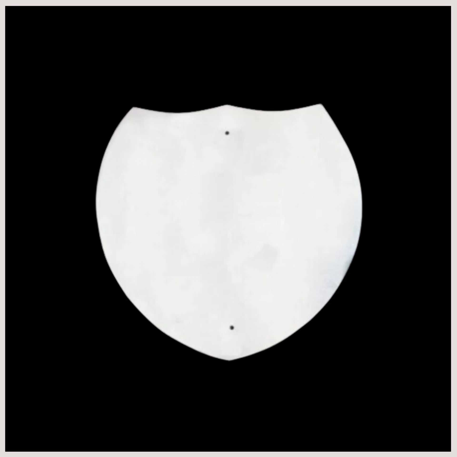 An empty shield shaped traffic sign is displayed, ready to be filled with essential messages for road users and drivers.