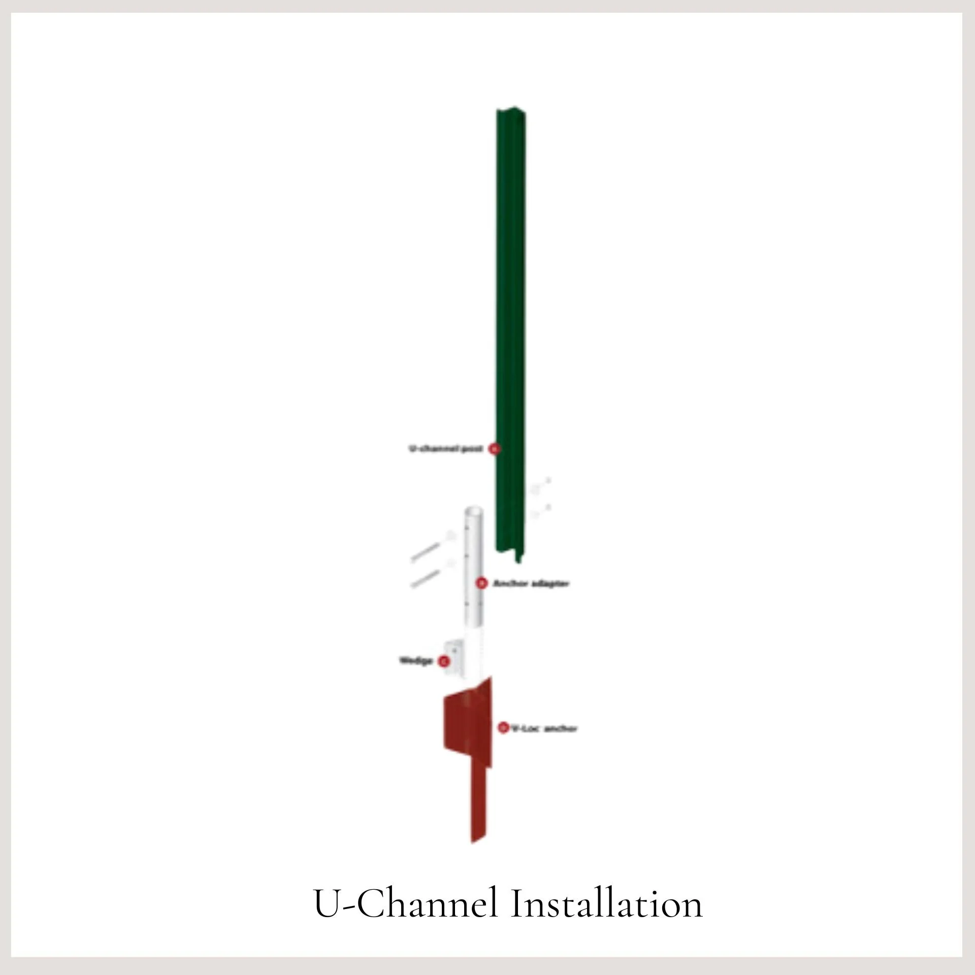 Diagram featuring the V-Loc Base System for quick and easy uchannel installation
