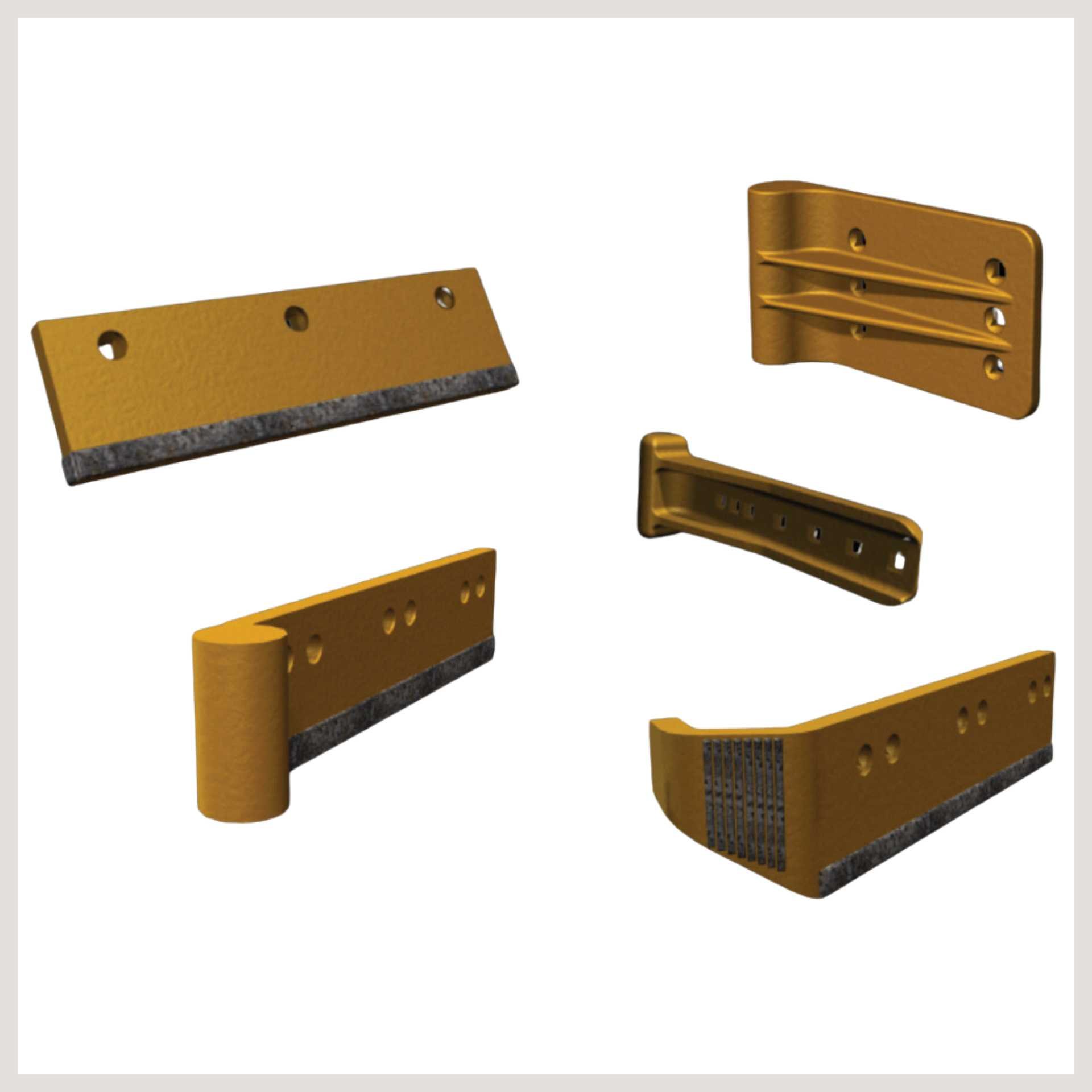 Product pictures of Snow Plow, Wing, and Curb Shoes