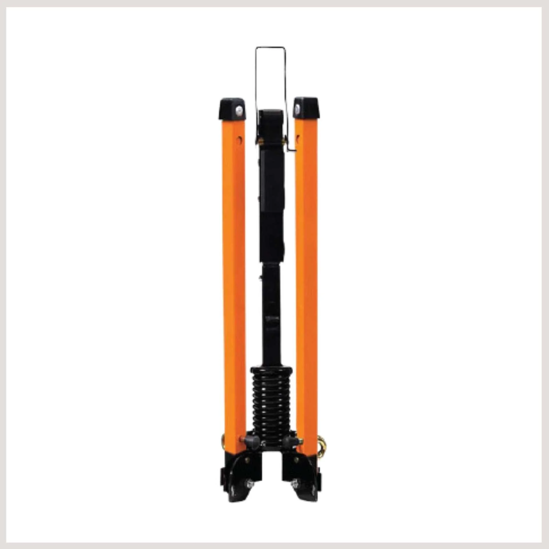 orange and black image of a compact stand on a white background
