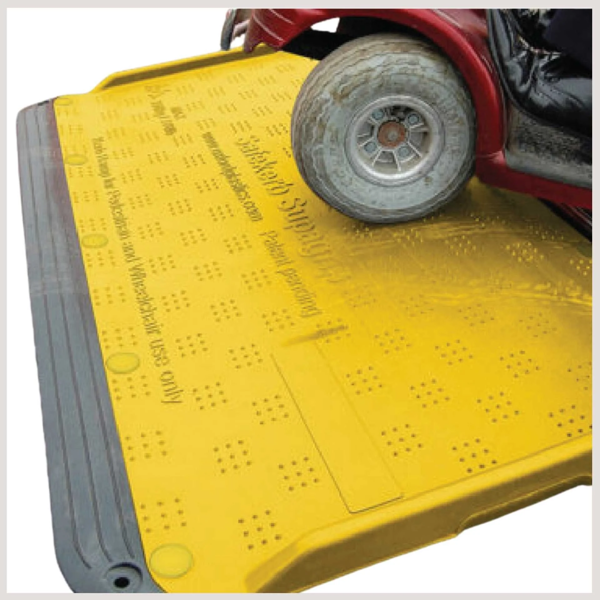 a yellow safekerb ramp