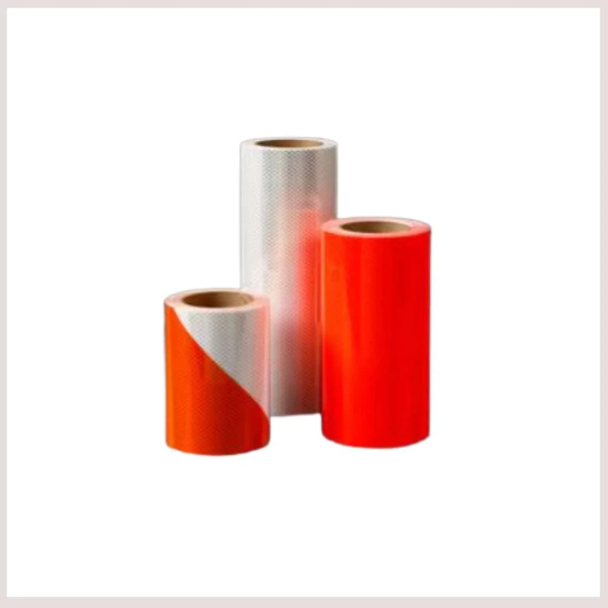 Three rolls of orange and white Diamond Grade Cubed (DG3) tape displayed together on a neutral background.