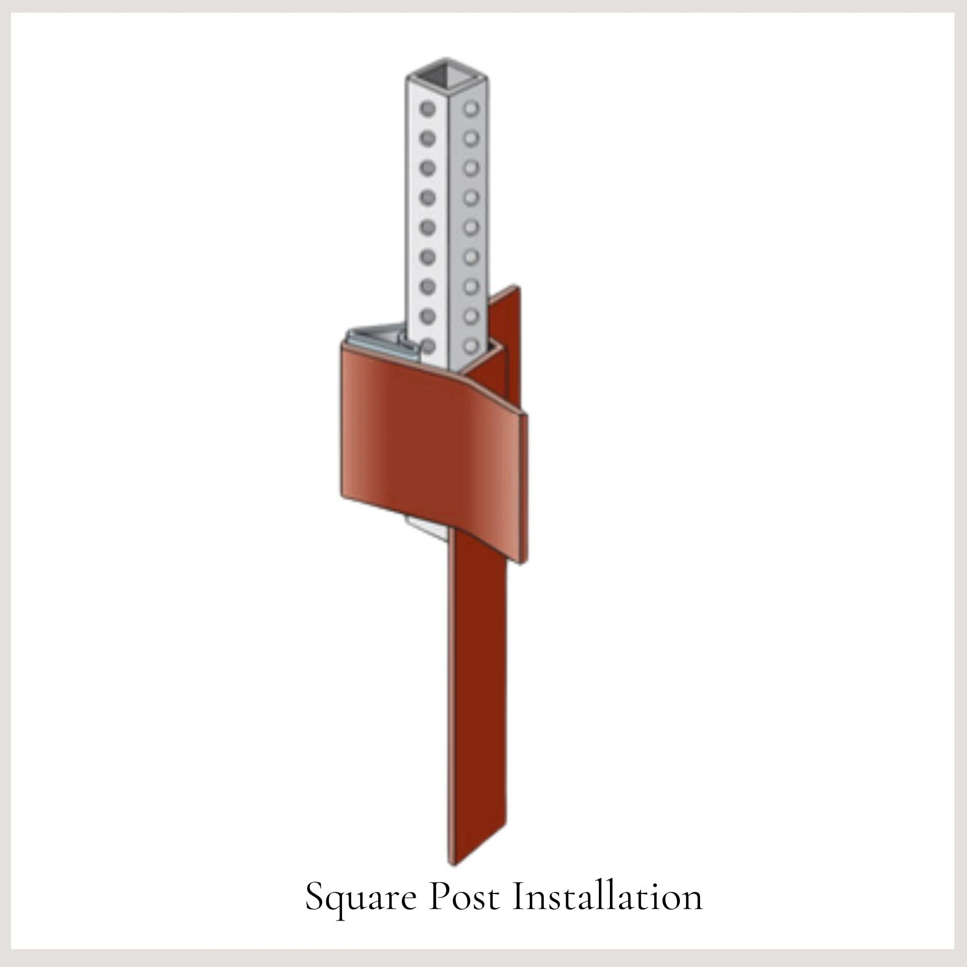 Diagram featuring the V-Loc Base System for quick and easy square post  installation